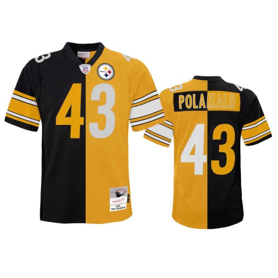 youth steelers troy polamalu black gold split legacy replica jersey