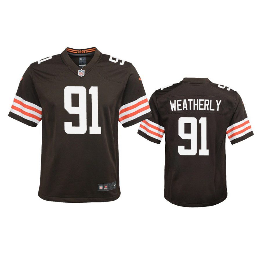 youth stephen weatherly browns brown game jersey