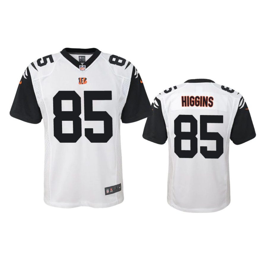 youth tee higgins bengals white game jersey