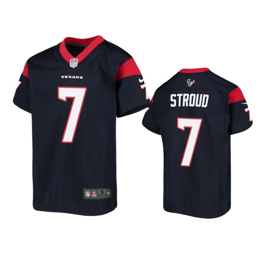 youth texans c.j. stroud game navy jersey