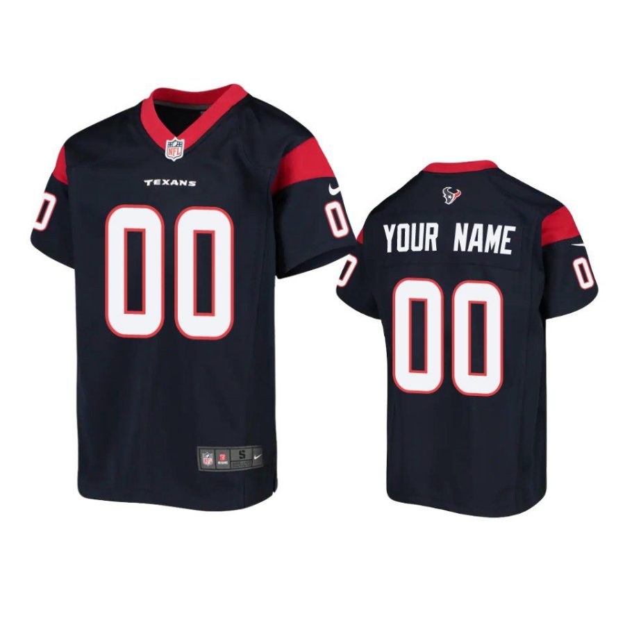 youth texans custom game navy jersey