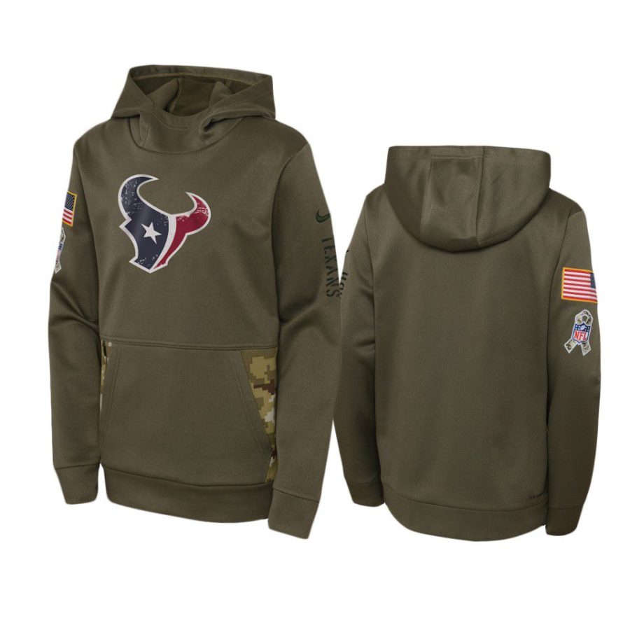 youth texans olive 2022 salute to service hoodie