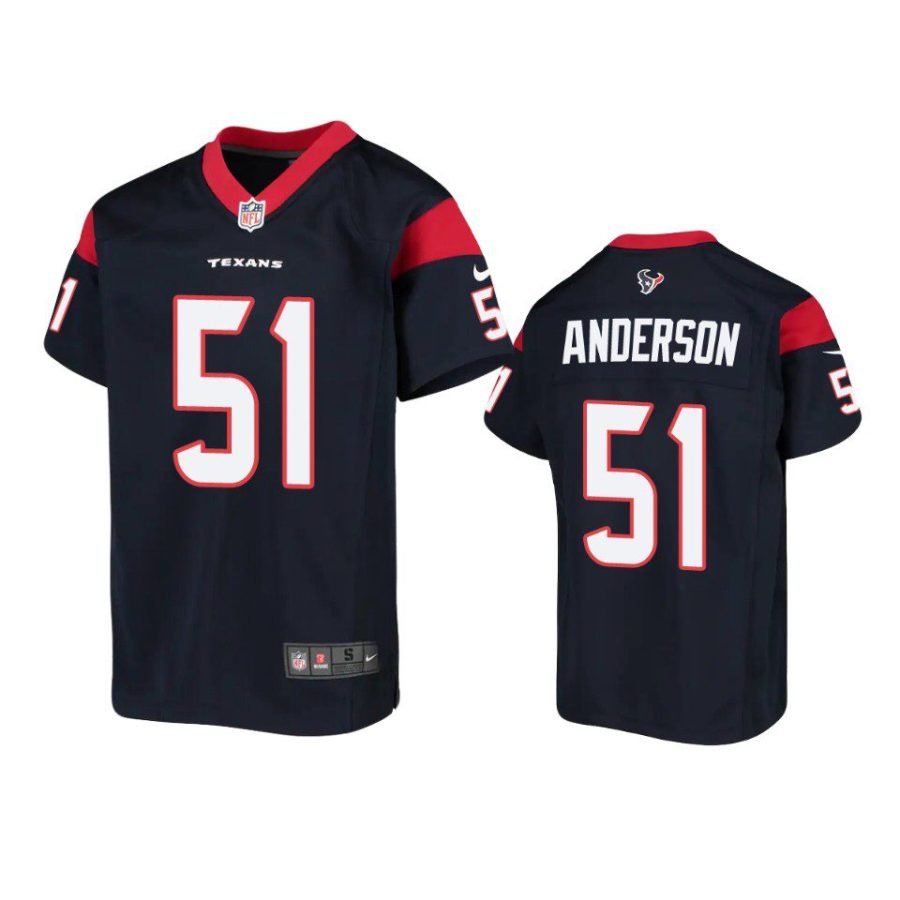 youth texans will anderson game navy jersey