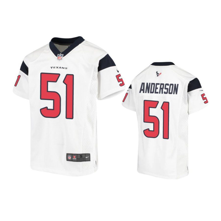 youth texans will anderson game white jersey