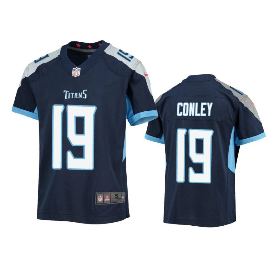 youth titans chris conley game navy jersey