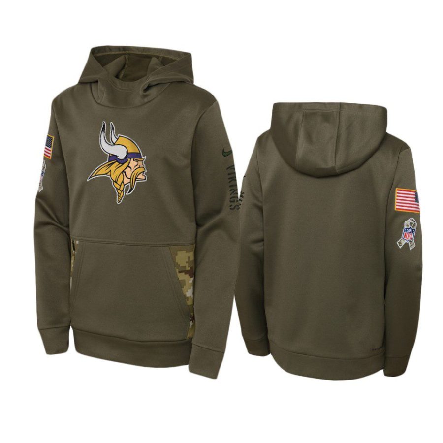 youth vikings olive 2022 salute to service hoodie