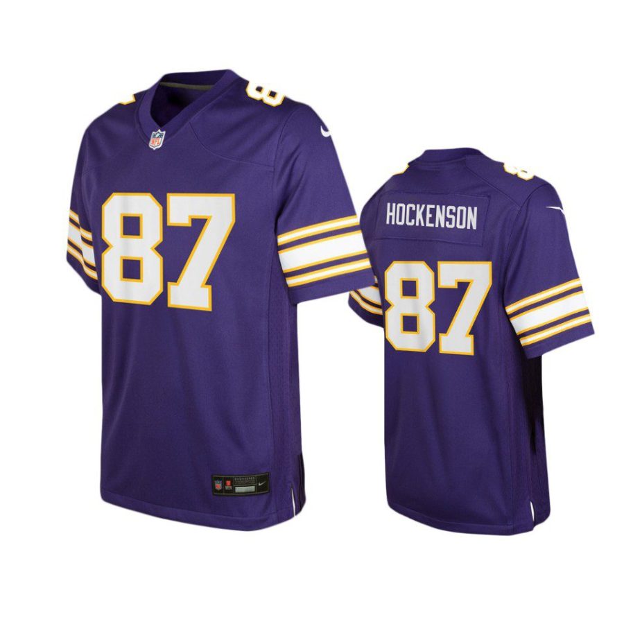 youth vikings t.j. hockenson classic game purple jersey