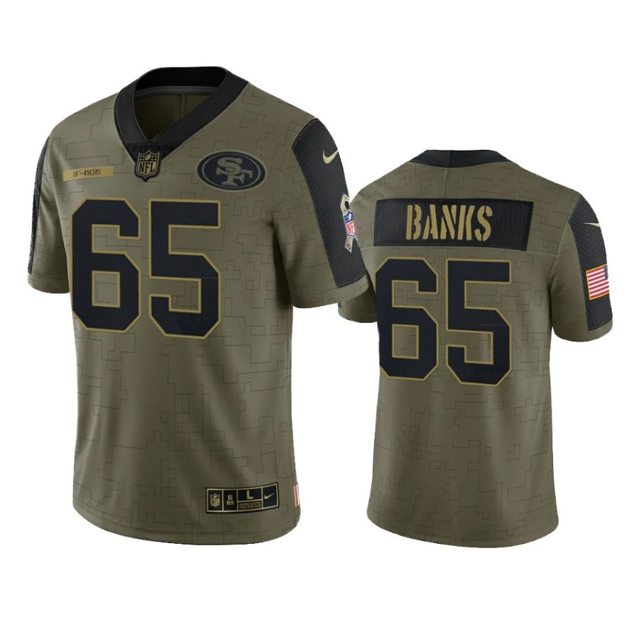 49ers aaron banks olive limited 2021 salute to service jersey