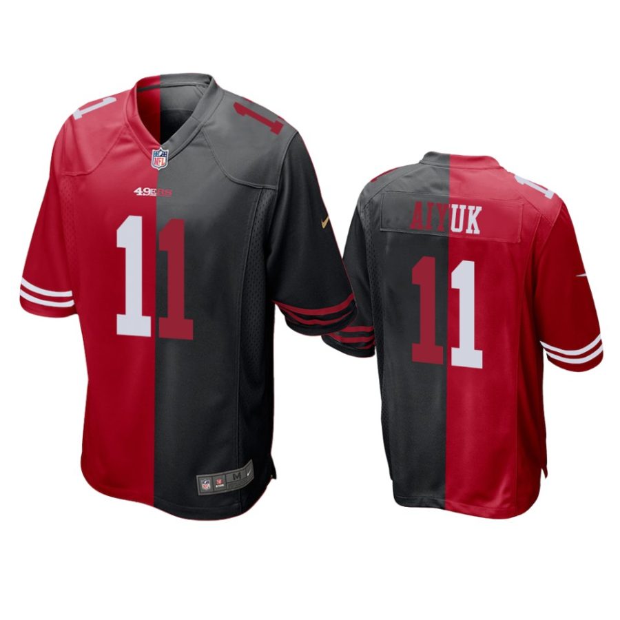 49ers brandon aiyuk red black split two tone jersey