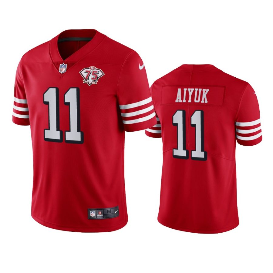 49ers brandon aiyuk scarlet 75th anniversary alternate vapor limited jersey