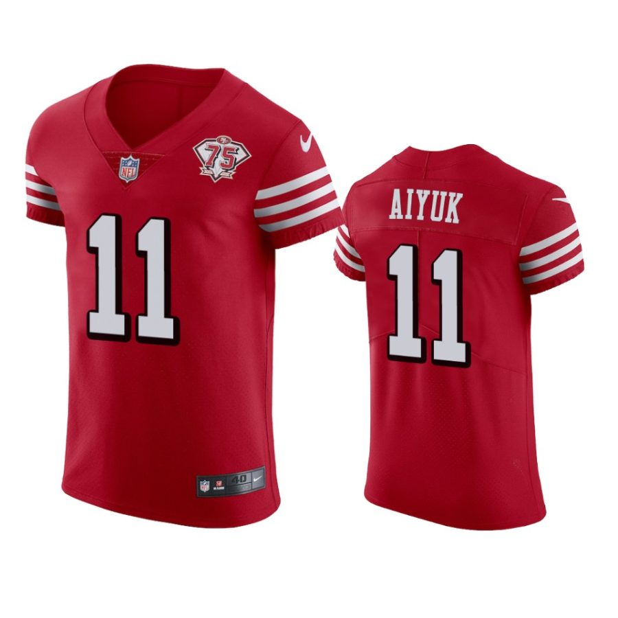 49ers brandon aiyuk scarlet 75th anniversary vapor elite jersey