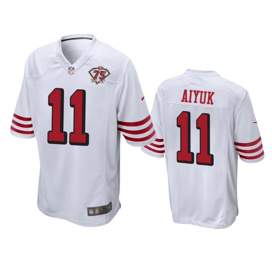 49ers brandon aiyuk white 75th anniversary throwback game jersey