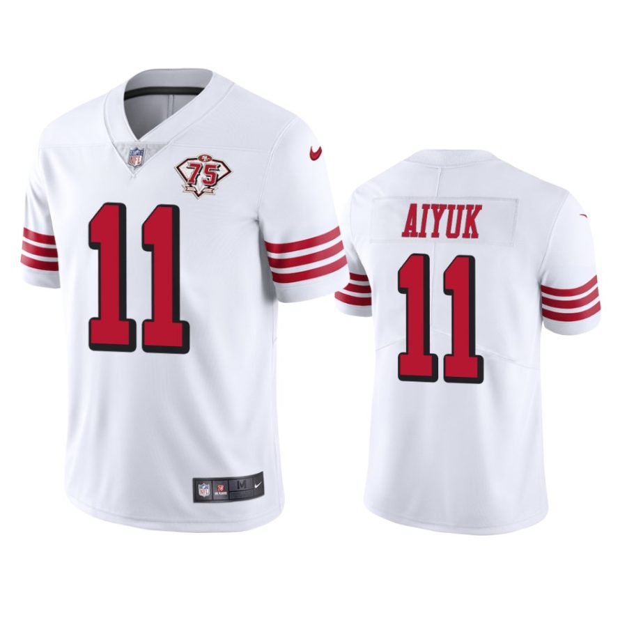 49ers brandon aiyuk white 75th anniversary throwback limited jersey