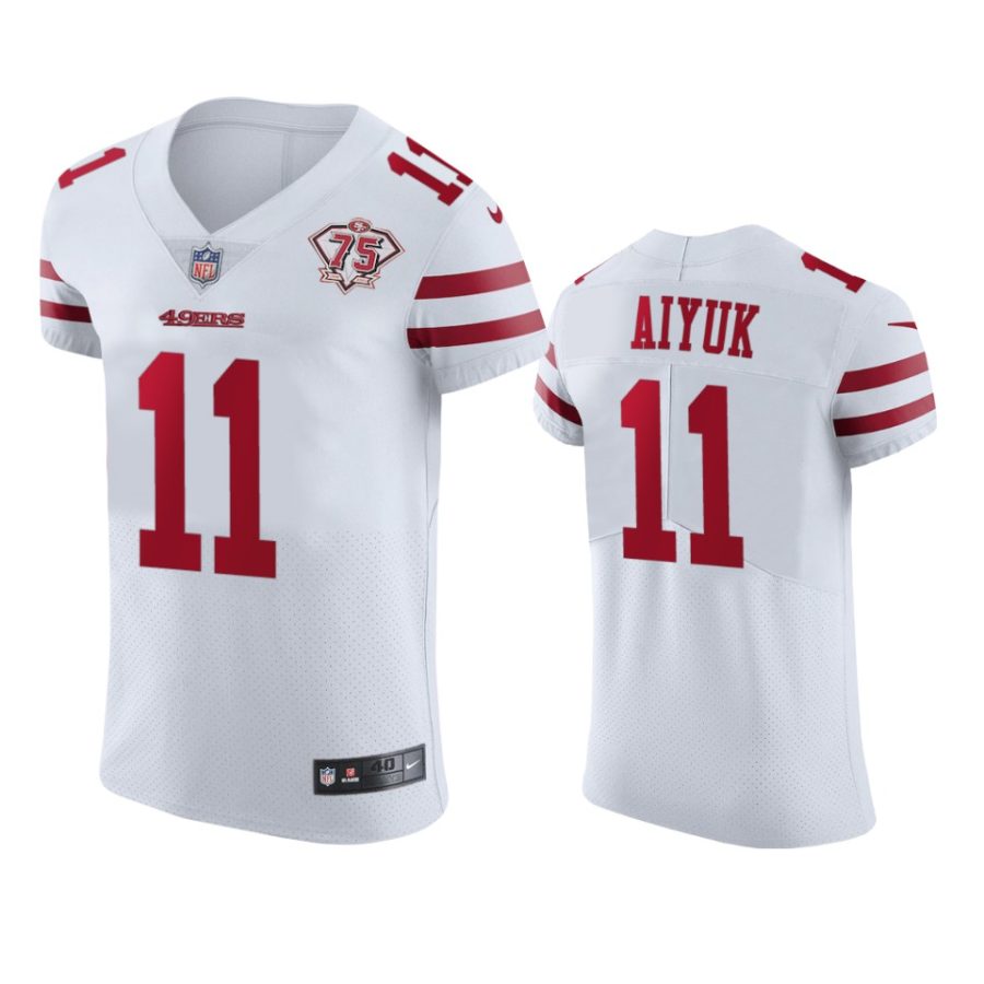 49ers brandon aiyuk white 75th anniversary vapor elite jersey