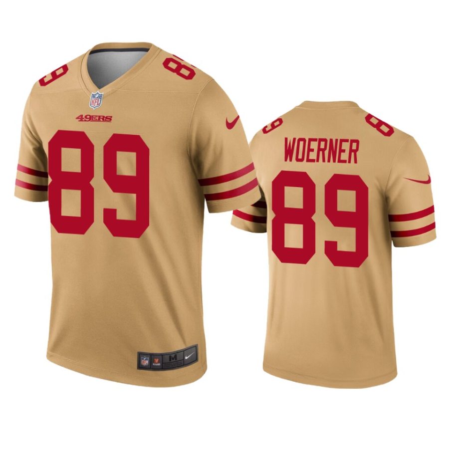 49ers charlie woerner gold inverted legend jersey