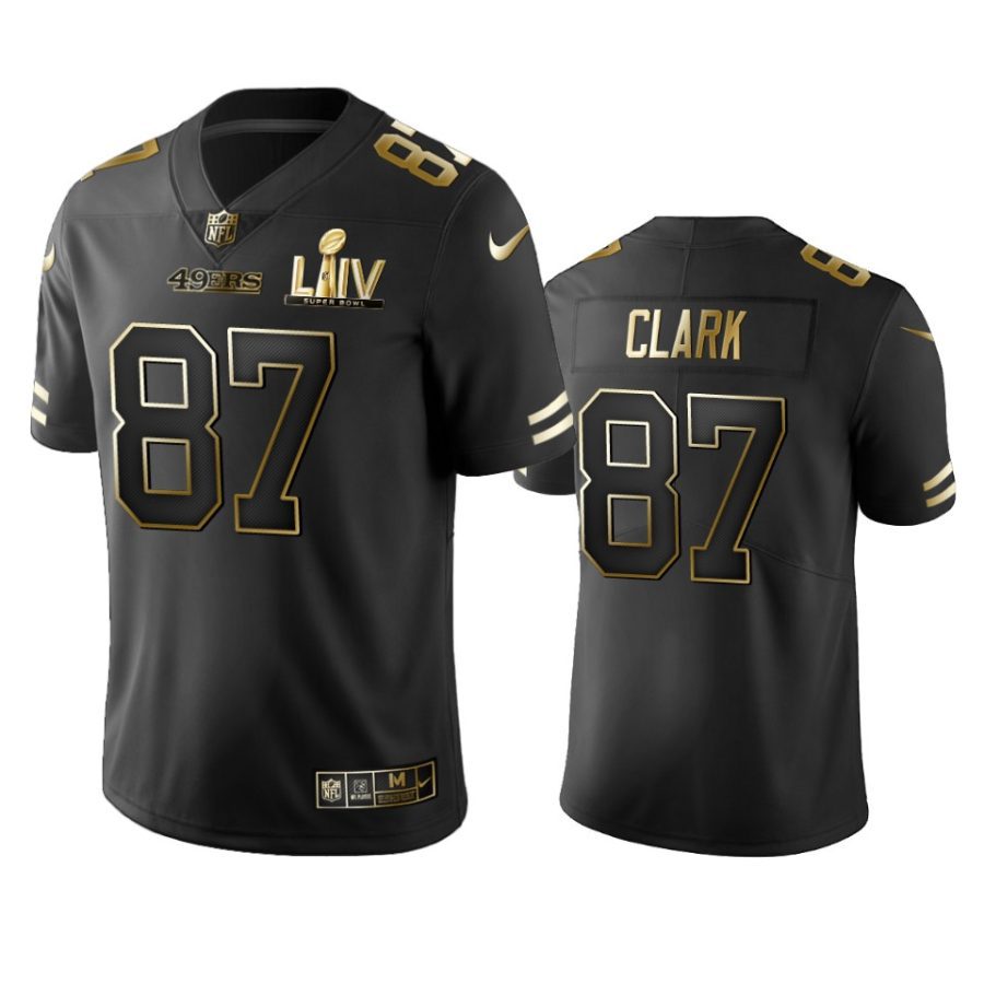 49ers dwight clark black golden edition super bowl liv jersey