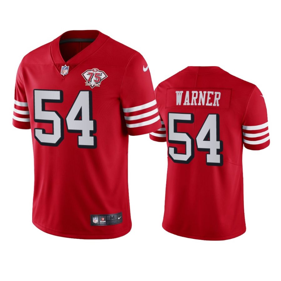 49ers fred warner scarlet 75th anniversary alternate vapor limited jersey