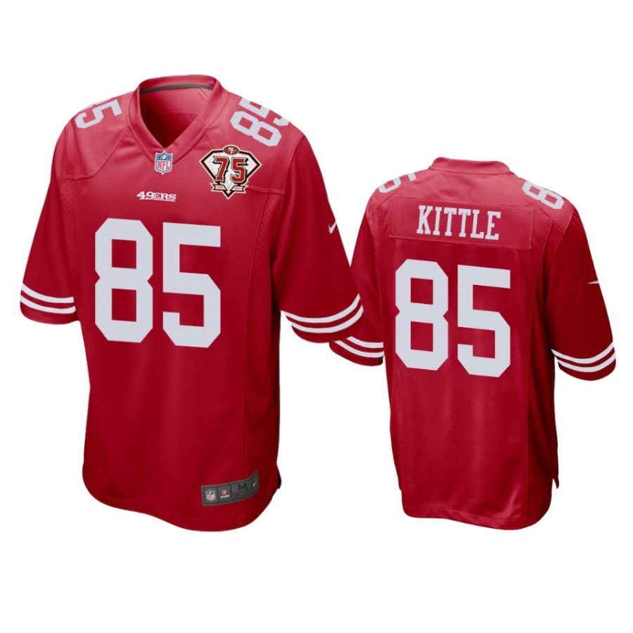 49ers george kittle scarlet 75th anniversary patch game jersey