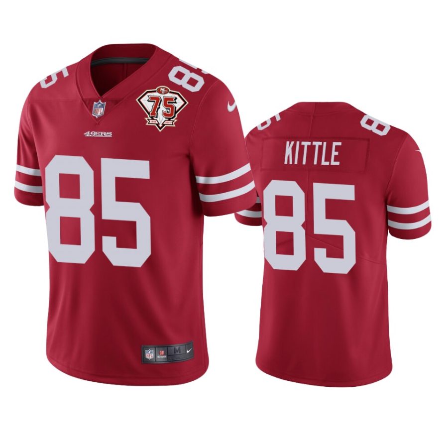 49ers george kittle scarlet 75th anniversary patch limited jersey