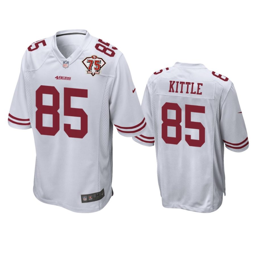 49ers george kittle white 75th anniversary patch game jersey