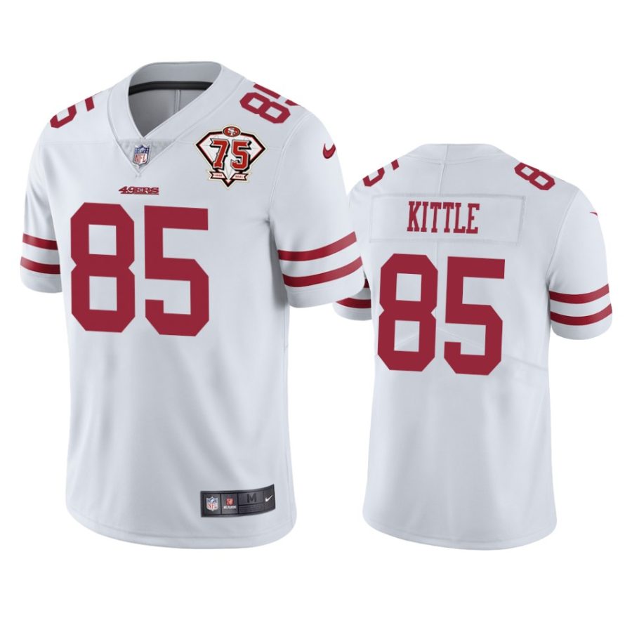 49ers george kittle white 75th anniversary patch limited jersey