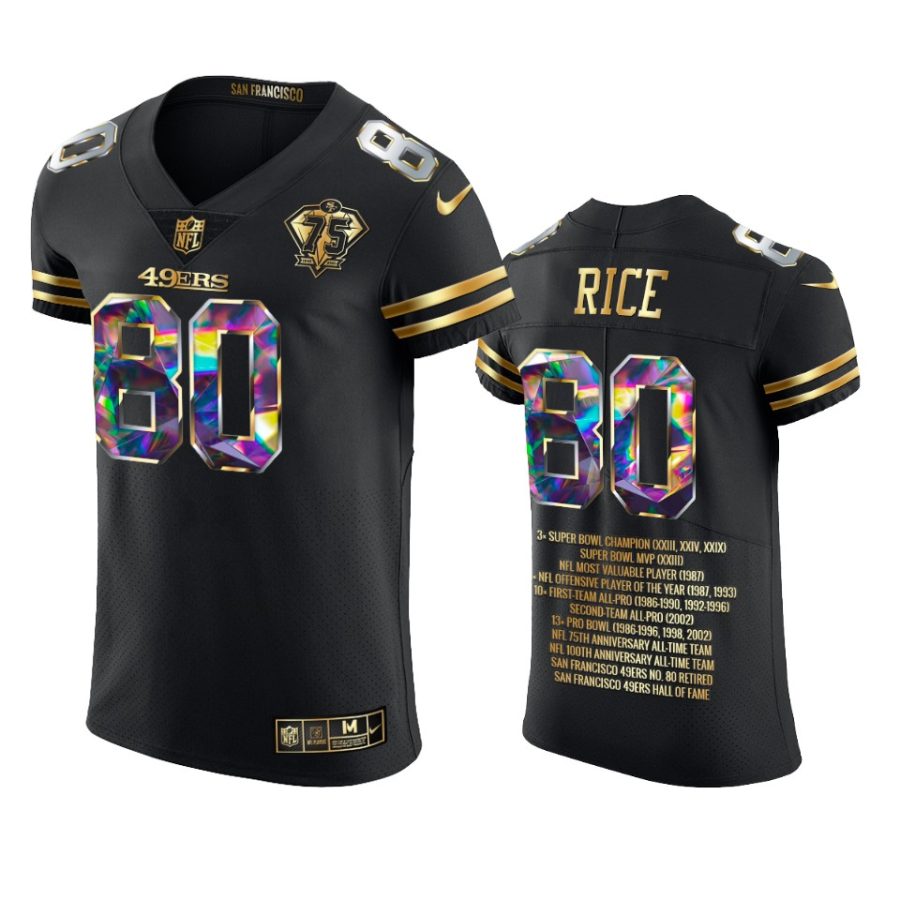 49ers jerry rice black 2021 career highlights 75th anniversary jersey