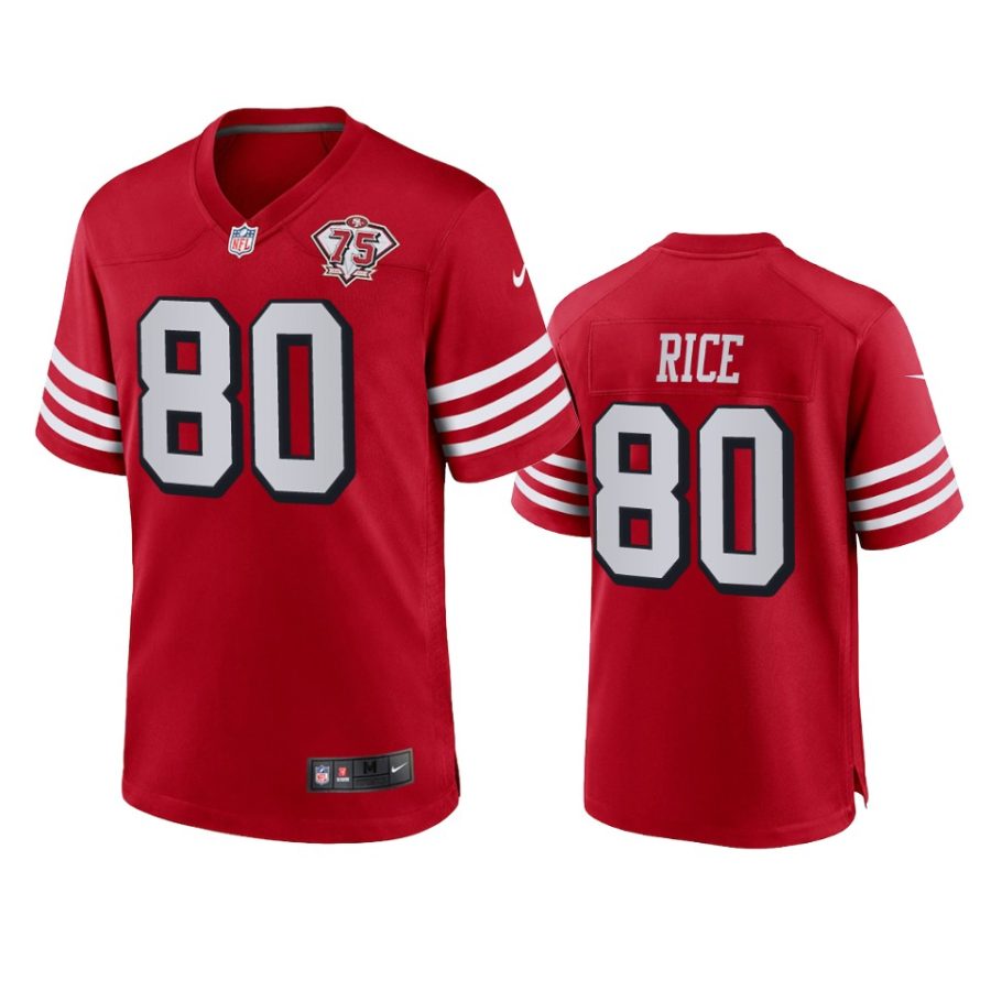 49ers jerry rice scarlet 75th anniversary alternate game jersey