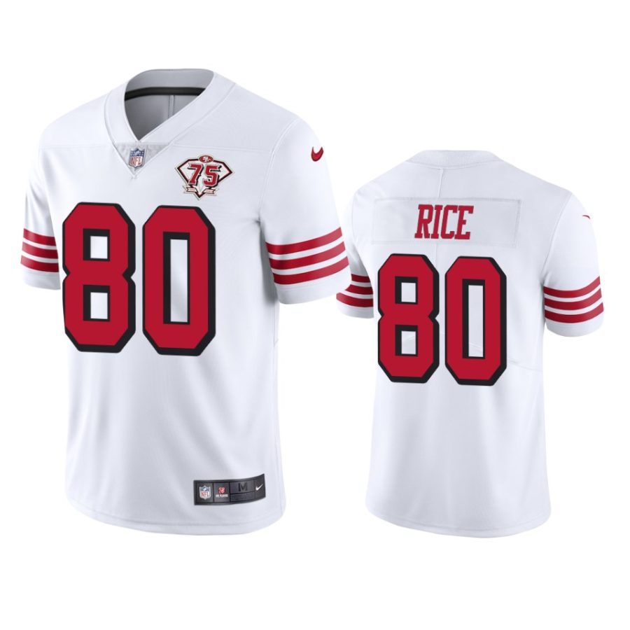49ers jerry rice white 75th anniversary throwback limited jersey