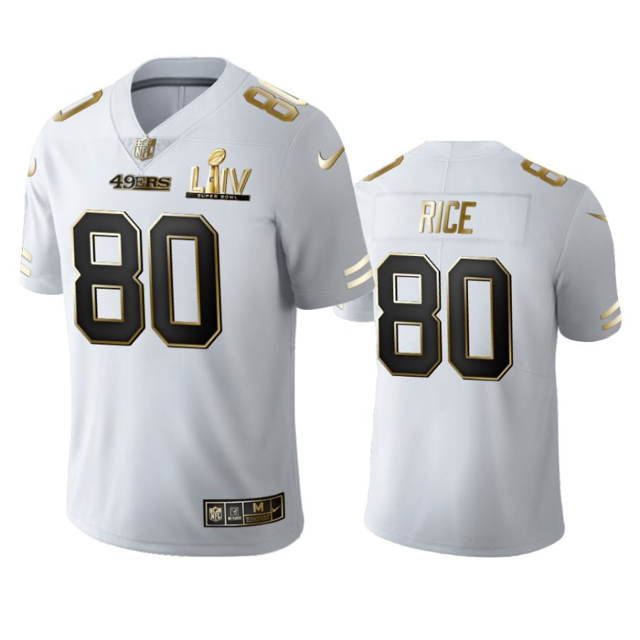 49ers jerry rice white golden edition super bowl liv jersey