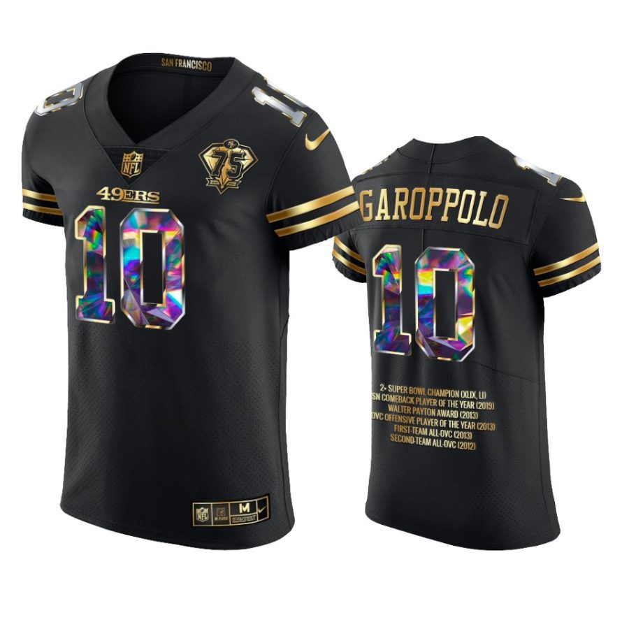 49ers jimmy garoppolo black 2021 career highlights 75th anniversary jersey