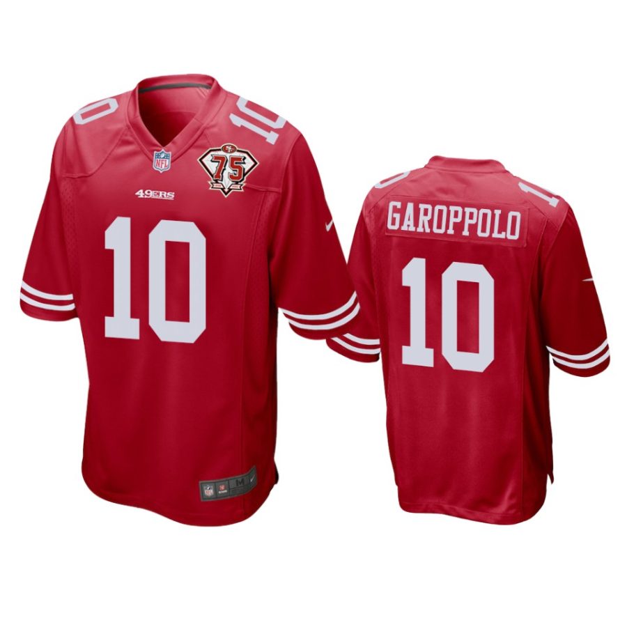 49ers jimmy garoppolo scarlet 75th anniversary patch game jersey