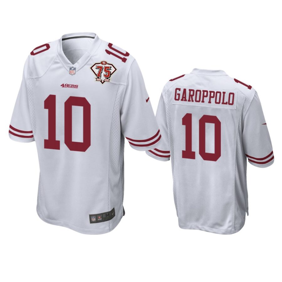 49ers jimmy garoppolo white 75th anniversary patch game jersey