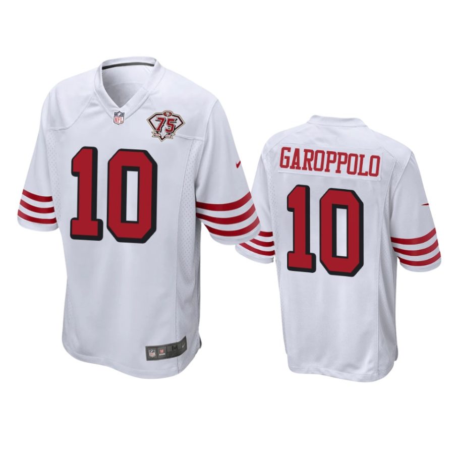 49ers jimmy garoppolo white 75th anniversary throwback game jersey