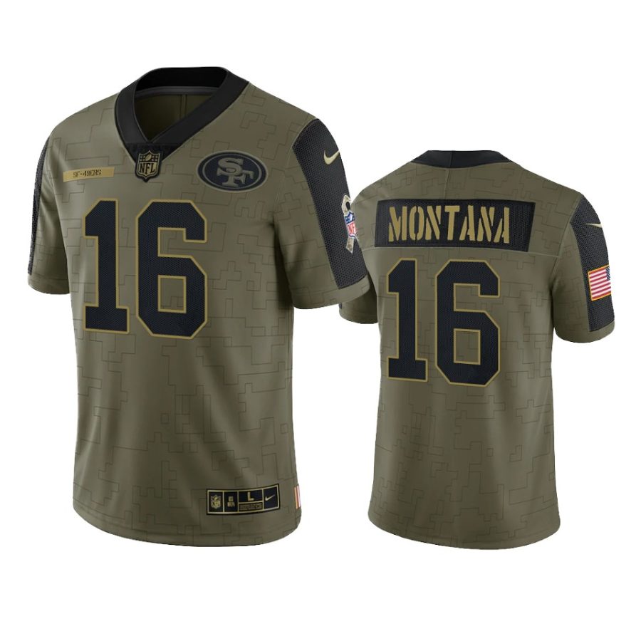 49ers joe montana olive limited 2021 salute to service jersey