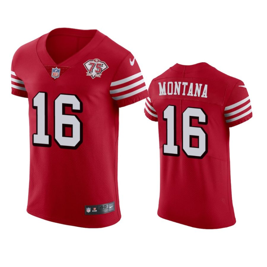 49ers joe montana scarlet 75th anniversary jersey