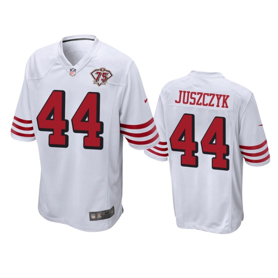 49ers kyle juszczyk white 75th anniversary throwback game jersey