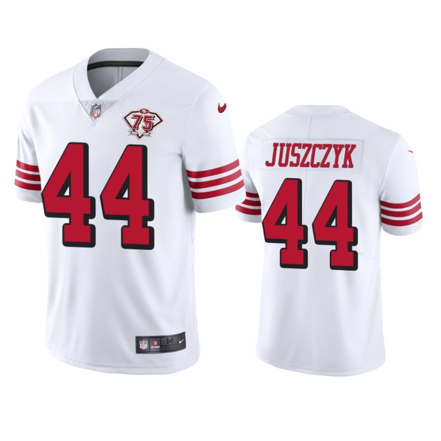 49ers kyle juszczyk white 75th anniversary throwback limited jersey