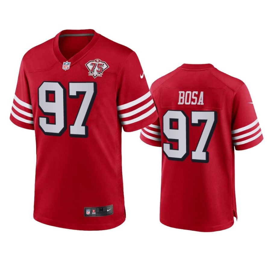 49ers nick bosa scarlet 75th anniversary alternate game jersey