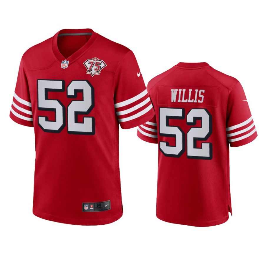 49ers patrick willis scarlet 75th anniversary alternate game jersey