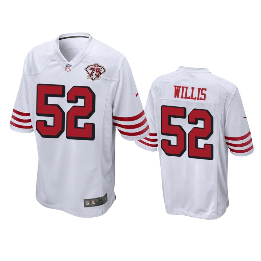 49ers patrick willis white 75th anniversary throwback game jersey