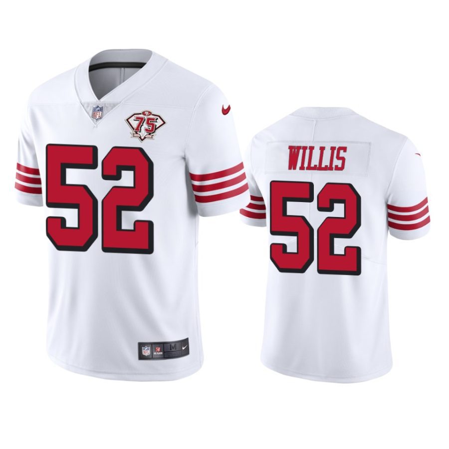 49ers patrick willis white 75th anniversary throwback limited jersey