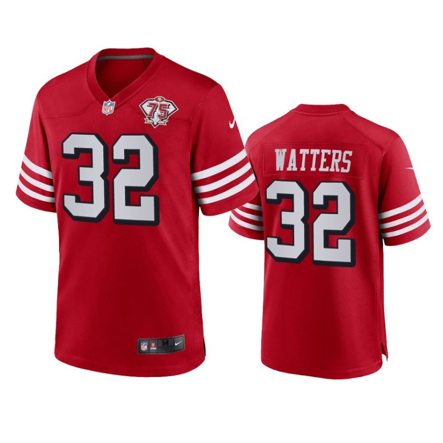 49ers ricky watters scarlet 75th anniversary alternate game jersey