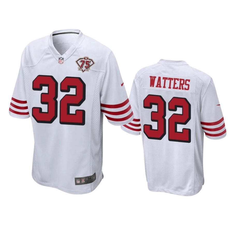 49ers ricky watters white 75th anniversary throwback game jersey