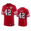49ers ronnie lott scarlet 75th anniversary alternate game jersey