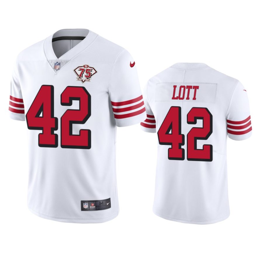 49ers ronnie lott white 75th anniversary throwback limited jersey