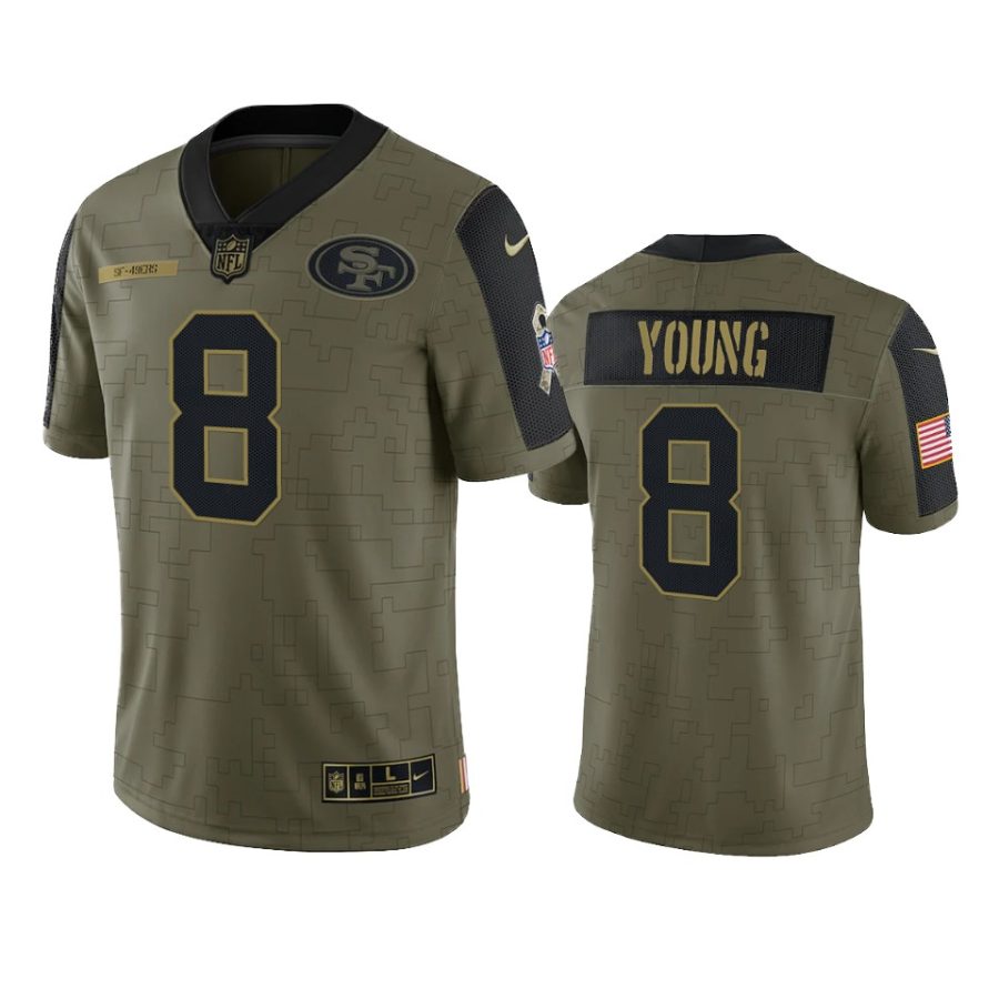 49ers steve young olive limited 2021 salute to service jersey