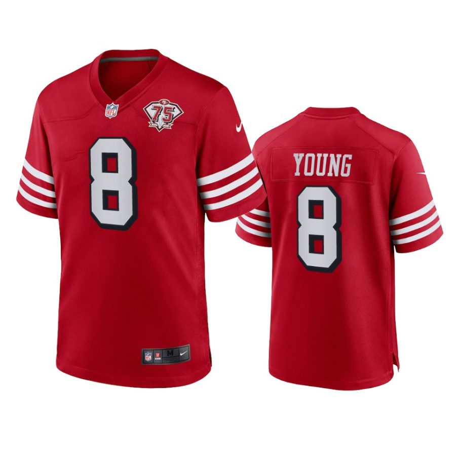 49ers steve young scarlet 75th anniversary alternate game jersey
