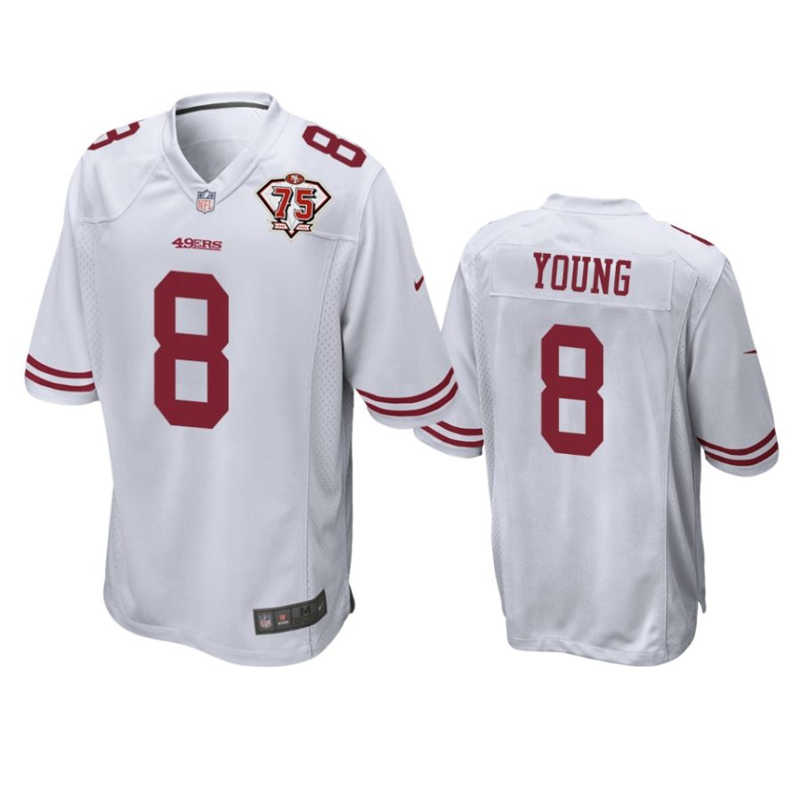 49ers steve young white 75th anniversary patch game jersey