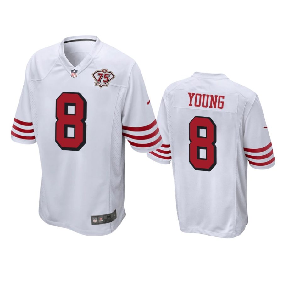 49ers steve young white 75th anniversary throwback game jersey