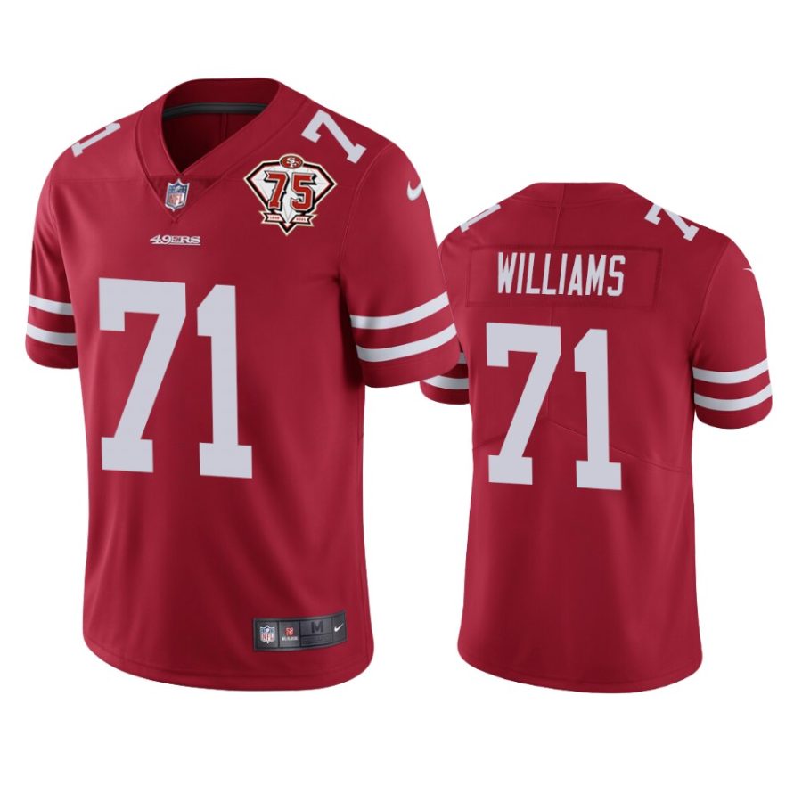 49ers trent williams scarlet 75th anniversary patch limited jersey